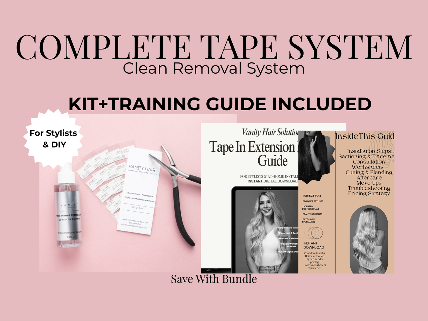 Vanity Hair Solutions Complete Tape Extension System box and contents